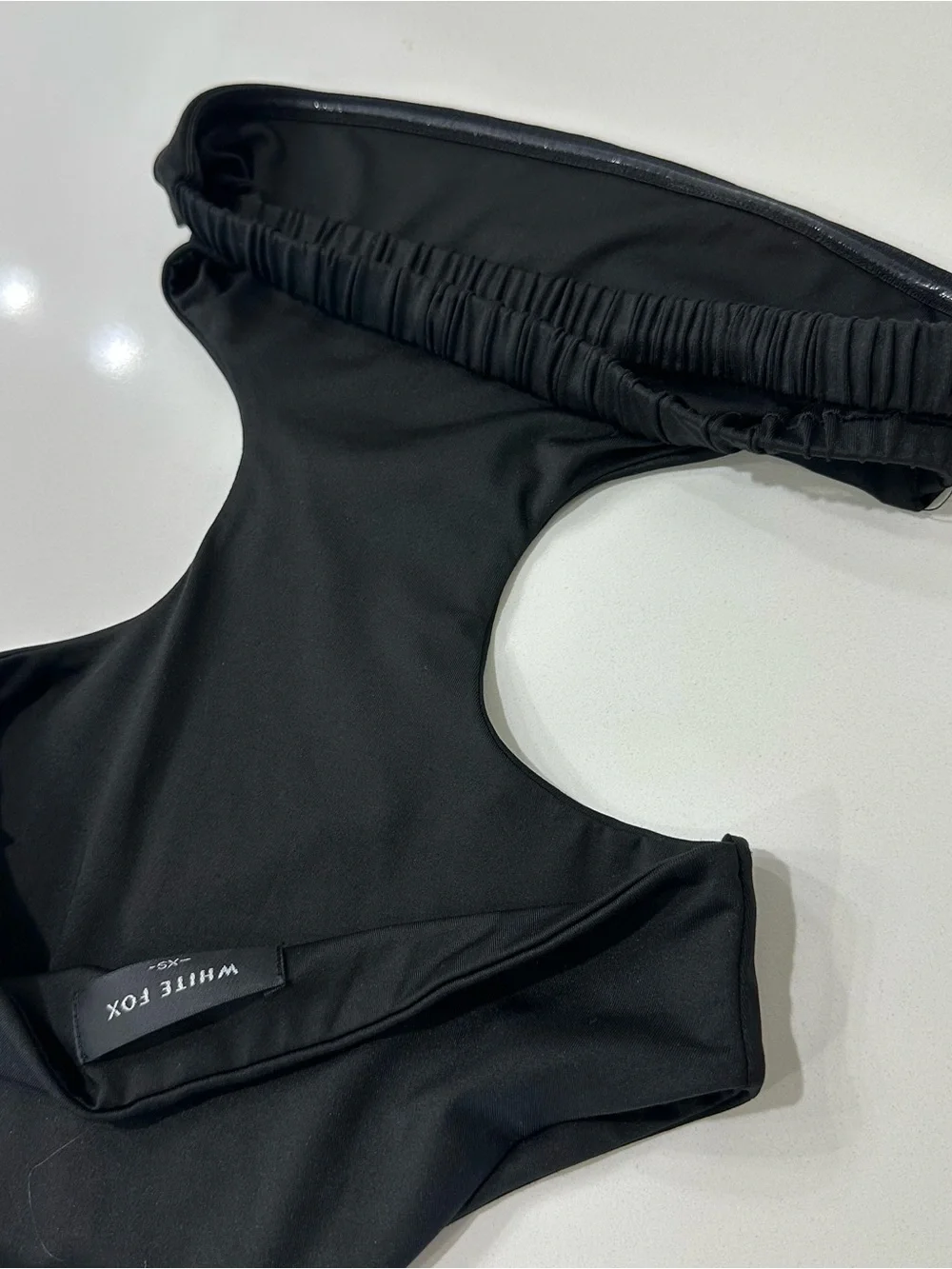 White Fox Black Bodysuit XS strapless